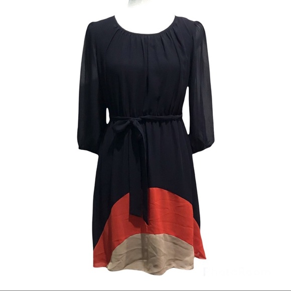 Enfocus Casual Multi Colored Knee Length Dress with belt. 6P - Picture 1 of 8